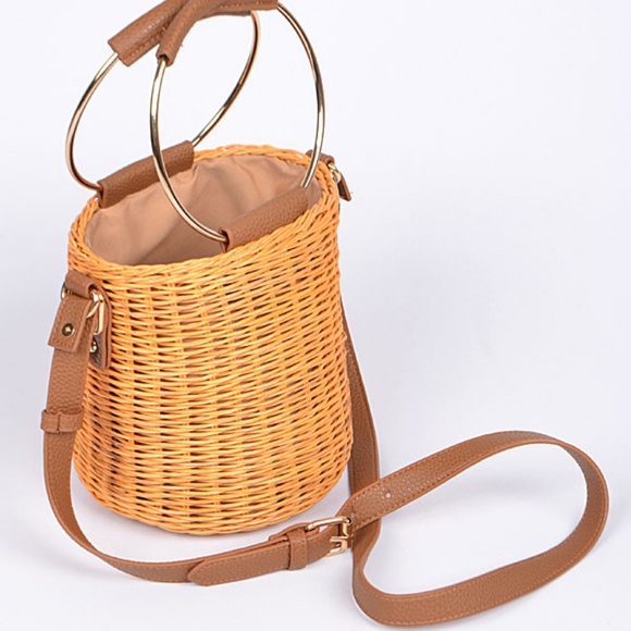 Bamboo wicker rattan style Clutch Bag - Picture 2 of 4